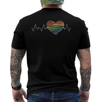 Human Rights Equality Gay Pride Month Heartbeat Lgbt Men's Back Print T-shirt | Mazezy