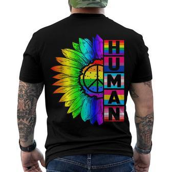 Human Sunflower Lgbt Flag Gay Pride Month Proud Lgbtq V3 Men's T-shirt Back Print - Seseable