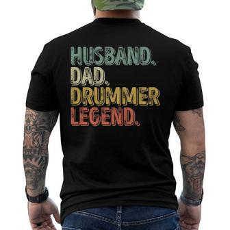 Husband Dad Drummer Legend Fathers Day Men's Back Print T-shirt | Mazezy