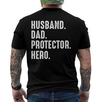 Mens Husband Dad Protector Hero Fathers Day Men's Back Print T-shirt | Mazezy