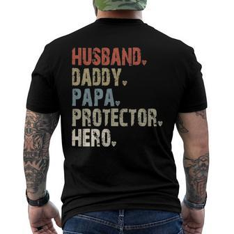 Mens Husband - Daddy - Papa - Protector - Hero Men's Back Print T-shirt | Mazezy