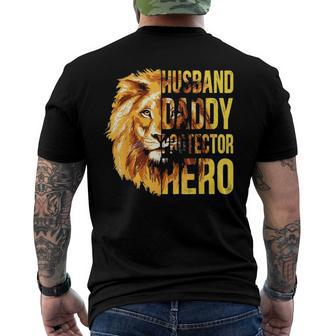 Mens Husband Daddy Protector Hero Fathers Day Flag Usa Men's Back Print T-shirt | Mazezy