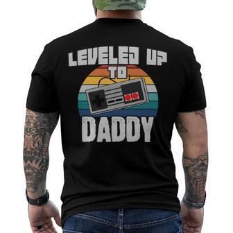 I Leveled Up To Daddy New Parent Gamer Promoted To Dad Men's Crewneck Short Sleeve Back Print T-shirt - Monsterry CA