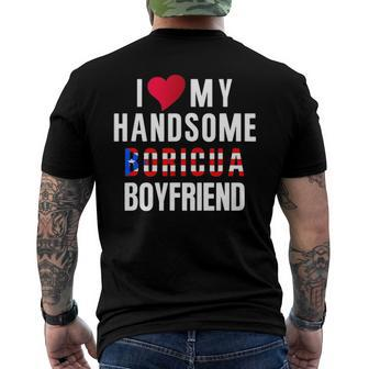 I Love My Boyfriend Puerto Rico Flag Camiseta Boricua Men's Crewneck Short Sleeve Back Print T-shirt | Mazezy