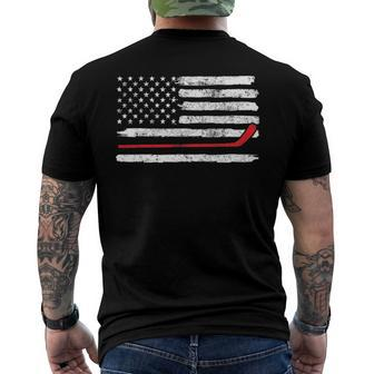Ice Hockey Player Usa American Flag 4Th Of July Vintage Men's Back Print T-shirt | Mazezy