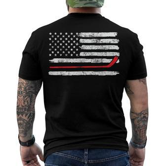 Ice Hockey Player Usa American Flag 4Th Of July Vintage Men's T-shirt Back Print - Seseable