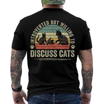Introverted But Willing To Discuss Cats Cat Pet Lovers Men's T-shirt Back Print