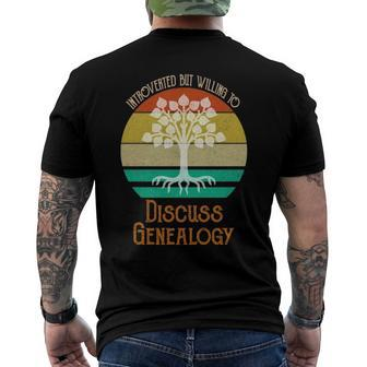 Introverted But Willing To Discuss Genealogy Genealogist Men's Back Print T-shirt | Mazezy