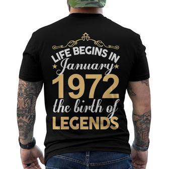 January 1972 Birthday Life Begins In January 1972 V2 Men's T-Shirt Back Print - Seseable