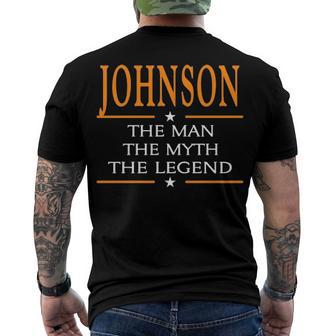 Johnson Name Johnson The Man The Myth The Legend Men's T-Shirt Back Print - Seseable