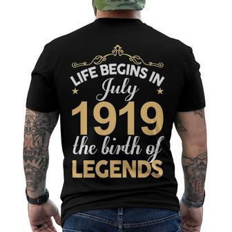 July 1919 Birthday Life Begins In July 1919 V2 Men's T-Shirt Back Print - Seseable