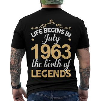 July 1963 Birthday Life Begins In July 1963 V2 Men's T-Shirt Back Print - Seseable