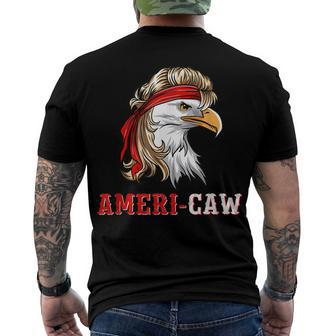 July 4Th American Flag Usa Patriotic Eagle Ameri-Caw Men's T-shirt Back Print - Seseable