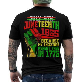 July 4Th Junenth 1865 Because My Ancestors Mens Girls Men's Back Print T-shirt | Mazezy