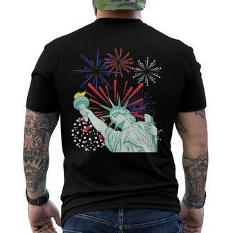 July 4Th S Fireworks Statue Of Liberty Men's Back Print T-shirt | Mazezy