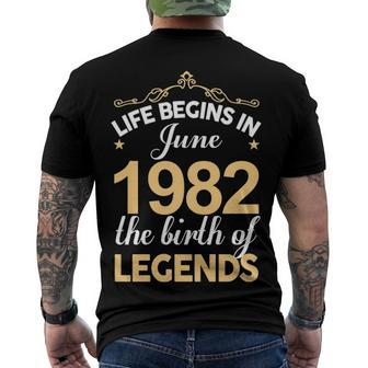 June 1982 Birthday Life Begins In June 1982 V2 Men's T-Shirt Back Print - Seseable