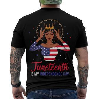 Juneteenth Is My Independence Day 4Th July Black Afro Flag Men's T-shirt Back Print - Seseable