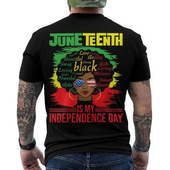 Juneteenth Is My Independence Day African Flag Black History Men's Crewneck Short Sleeve Back Print T-shirt | Favorety