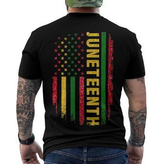 Juneteenth Us Flag Black King Melanin Dad Men Fathers Day Men's Crewneck Short Sleeve Back Print T-shirt | Favorety DE