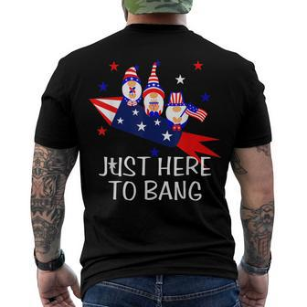 Just Here To Bang Happy 4Th Of July Cute Gnomes America Men's T-shirt Back Print - Seseable