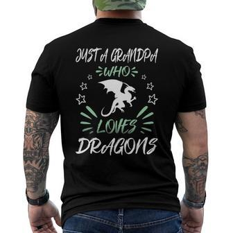 Just A Grandpa Who Loves Dragons Men's Back Print T-shirt | Mazezy