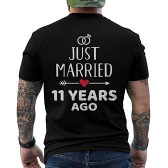 Just Married 11 Years Ago For 11Th Wedding Anniversary Men's Back Print T-shirt | Mazezy DE