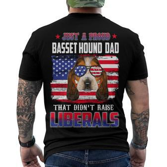 Just A Proud Basset Hound Dad Merica Dog 4Th Of July Men's T-shirt Back Print - Seseable
