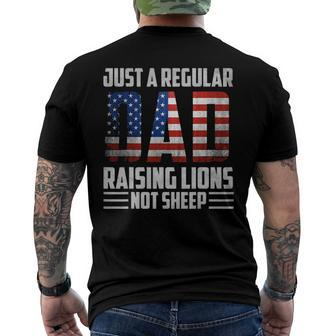 Just A Regular Dad Raising Lions For Men 4Th Of July Men's Back Print T-shirt | Mazezy