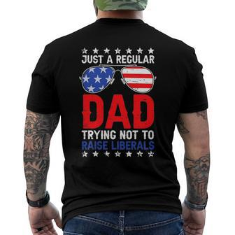 Just A Regular Dad Trying Not To Raise Liberals Voted Trump Men's Back Print T-shirt | Mazezy