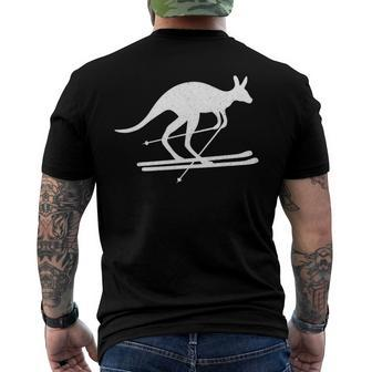 Kangaroo Skiing Fun Winter Sports Australia Travel Men's Back Print T-shirt | Mazezy