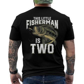 Kids 2 Years Old Fishing Birthday Party Fisherman 2Nd For Boy Men's Back Print T-shirt | Mazezy