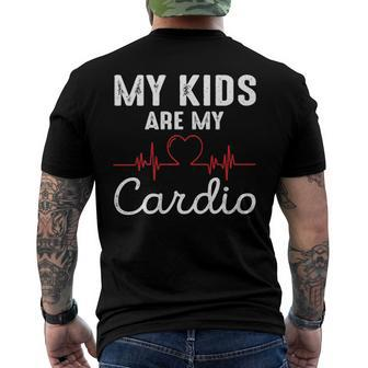 My Kids Are My Cardio Fathers Day Dad Men's Back Print T-shirt | Mazezy