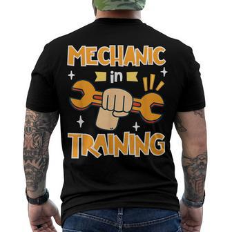 Kids Little Future Mechanic In Training Car Auto Proud Dad Men's T-shirt Back Print - Seseable