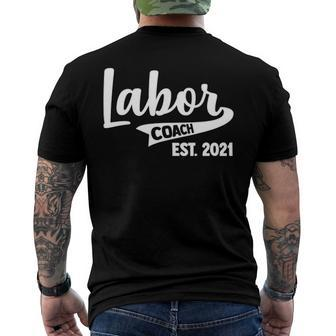 Labor Coach 2021 Pregnant Mens New Dad Men's Back Print T-shirt | Mazezy