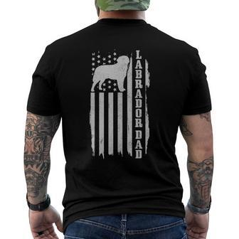 Mens Labrador Dad Vintage American Flag Patriotic Black Lab Dog Men's Back Print T-shirt | Mazezy