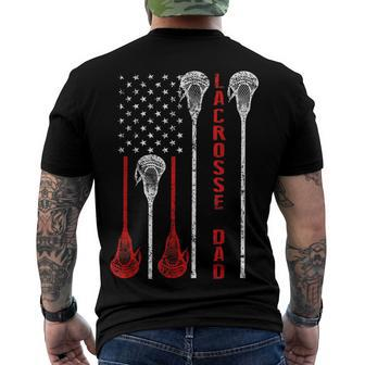 Lacrosse Dad 4Th Of July Usa Flag Men's T-shirt Back Print - Seseable