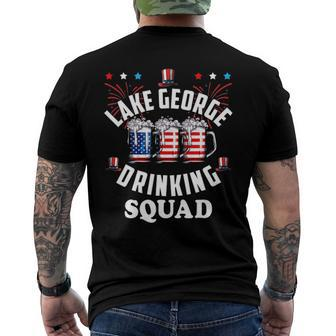 Lake George Drinking Squad 4Th Of July Usa Flag Beer Men's Back Print T-shirt | Mazezy UK