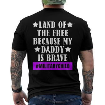 Land Of The Free Purple Up Military Child Mens & Womens Men's Back Print T-shirt | Mazezy