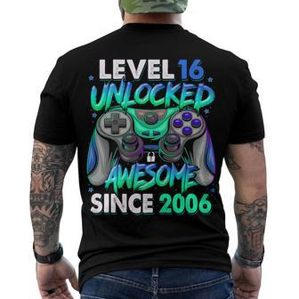 Level 16 Unlocked Awesome Since 2006 16Th Birthday Gaming V2 Men's T-shirt Back Print - Seseable