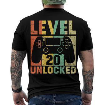 Level 20 Unlocked Video Game 20Th Birthday Retro Men's T-shirt Back Print - Seseable