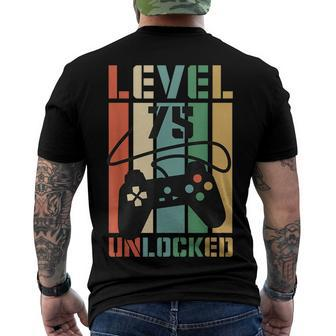 Level 75 Unlocked Video Game 75Th Birthday Gamer Party Men's T-shirt Back Print - Seseable