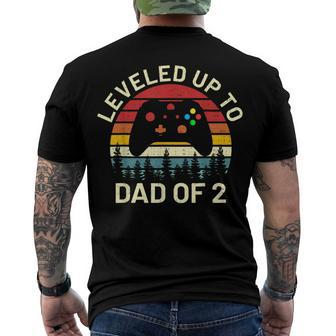 Leveled Up To Dad Of 2 Video Gamers Gaming Two Daddy Men's T-shirt Back Print - Seseable