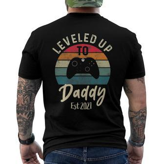 Mens I Leveled Up To Daddy Promoted New Dad Again 2021 Ver2 Men's Back Print T-shirt | Mazezy