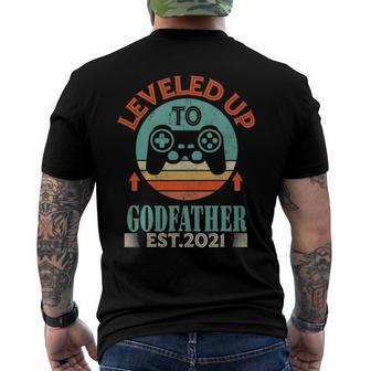 Leveled Up To Godfather Est 2021 Vintage Promoted To Men's Back Print T-shirt | Mazezy