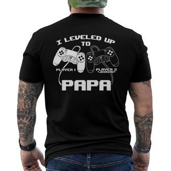 I Leveled Up To Papa Gaming Baby Announcement Men's Back Print T-shirt | Mazezy