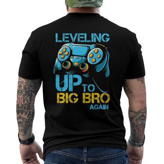 Leveling Up To Big Bro Again Gaming Lovers Vintage Men's Back Print T-shirt | Mazezy