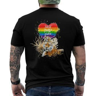 Lgbt Pride Daddy Tiger Rainbow Best Dad Ever Fathers Day Men's Back Print T-shirt | Mazezy