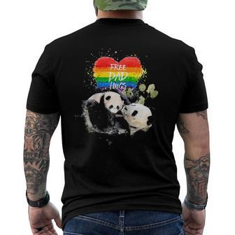 Lgbt Pride Papa Panda Bear Free Dad Hugs Fathers Day Love Raglan Baseball Tee Men's Back Print T-shirt | Mazezy