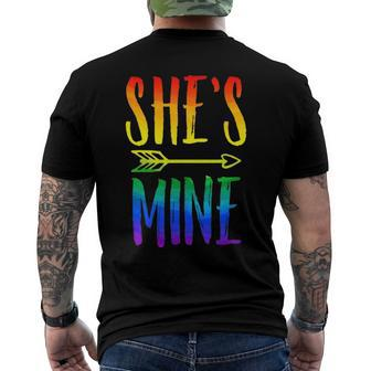 Lgbt Pride Shes Mine Im Her Lesbian Couple Matching Lover Men's Back Print T-shirt | Mazezy