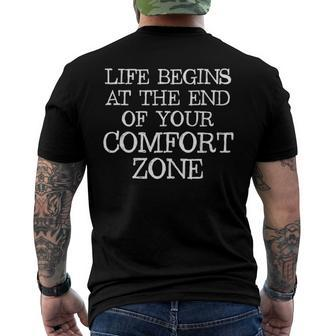 Life Begins At The End Of Your Comfort Zone Men's Back Print T-shirt | Mazezy